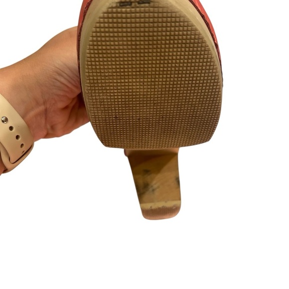 Maguba coral leather strappy clogs wooden heels size 37 US 7 slip on Swedish - Picture 9 of 10